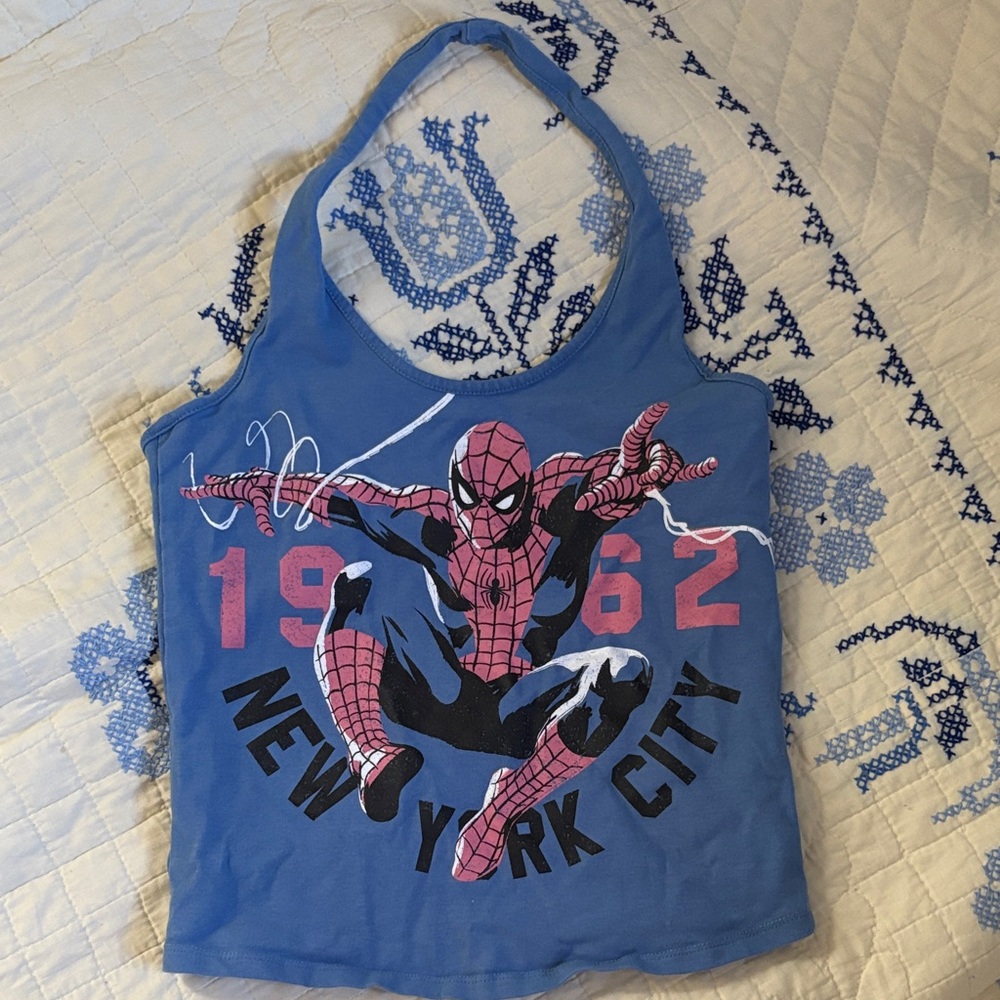 Marvel Blue Cotton Blend Tank Top